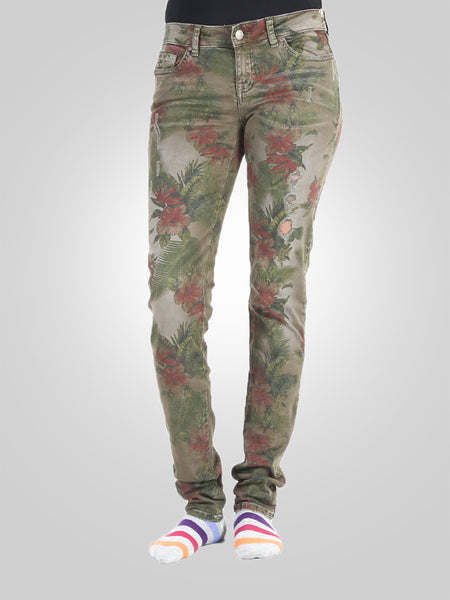 New look Curves Ripped Khaki Print Skinny Jeans By Guess