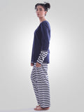 Blue Daisy Dream Stripes Cotton Lounge Wear Suit By Jimmy Rochas