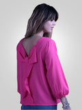 Bow O Neck Three Quarter Lantern Sleeve Top By Jimmy Rochas