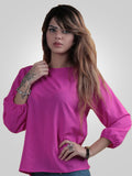 Bow O Neck Three Quarter Lantern Sleeve Top By Jimmy Rochas