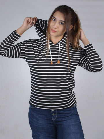 Classic Striped Long Sleeve Hoodie By Jimmy Rochas