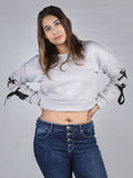Loose Lace Up Knitted Pullover Cropped Sweat Shirt By Jimmy Rochas