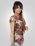 Print Floral V-Neck Short Sleeve Top By Jimmy Rochas