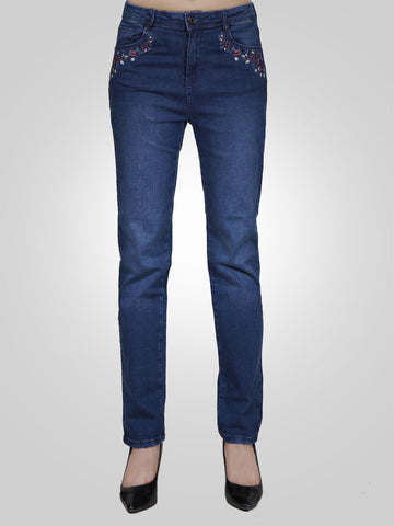 Side Pocket Embroidery Jeans by Armand Thiery