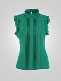 Vogue Lady Ruffle Sleeve Slim Fit Top By Jimmy Rochas